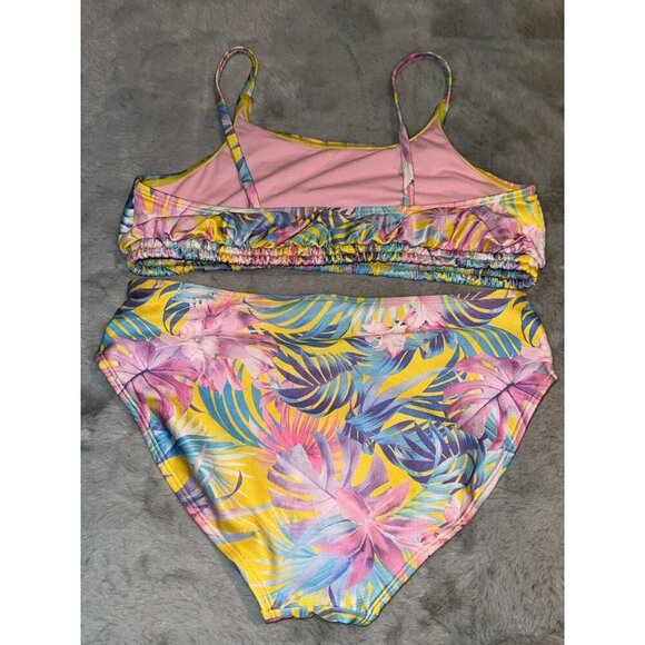 Art Class Target Girls XL 14/16 Yellow Tropical Floral Bikini 2-Piece Set - Picture 2 of 8
